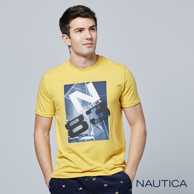 Nautica 男裝 品牌LOGO海報風格短袖T恤-黃色
