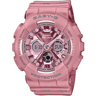 CASIO 卡西歐 BABY-G 校園風休閒雙顯手錶 送禮推薦-粉紅 BA-130SP-4A