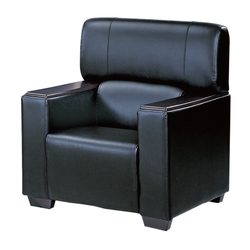 【文創集】馬蘭斯 時尚黑透氣柔韌皮革單人座沙發椅-83x80x93cm免組