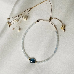 SOPHIE  DESCHAMPS 倫敦托帕石+海水藍寶珠手鍊