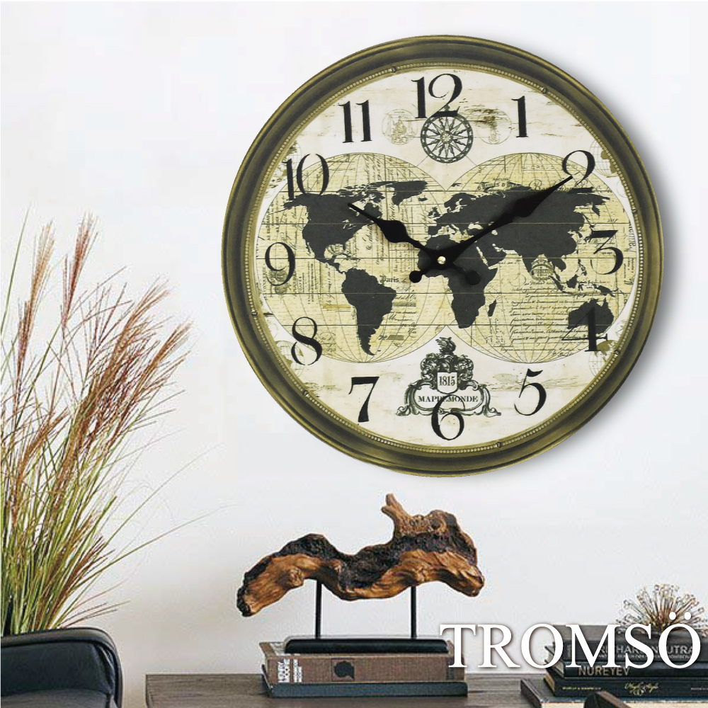 TROMSO無框畫時鐘-復古地圖(圓形)