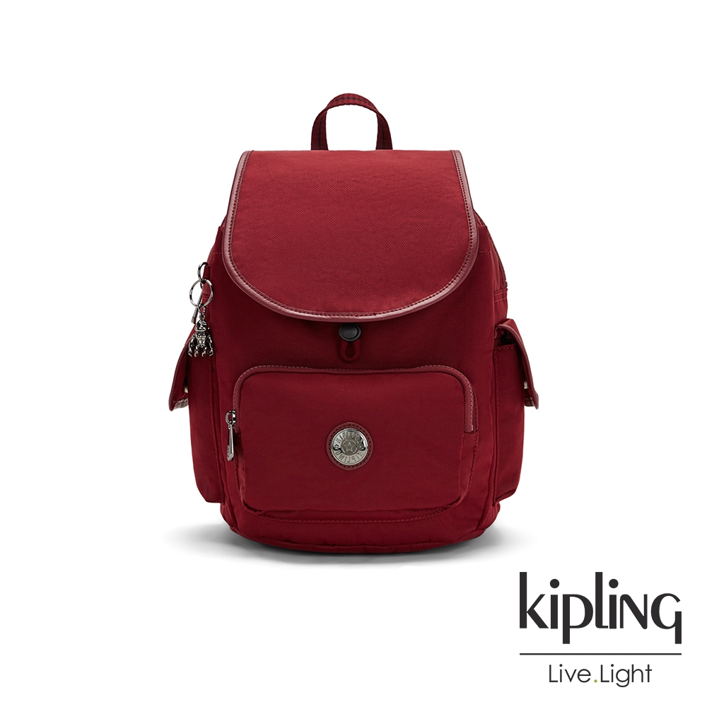 Kipling 大人感紅酒色拉鍊掀蓋後背包-CITY PACK S product image 1
