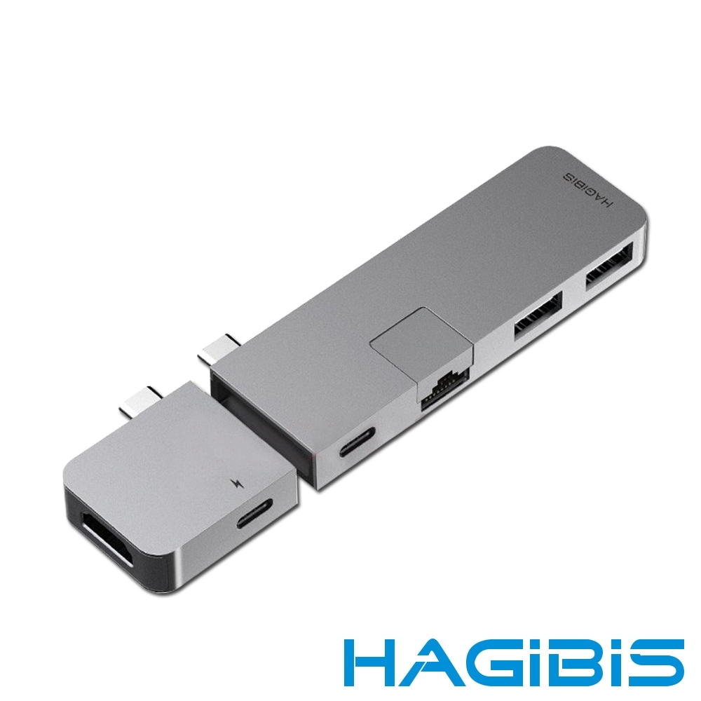 HAGiBiS 筆電平板專用Type-C磁吸單/雙頭模式六合一擴充轉接器