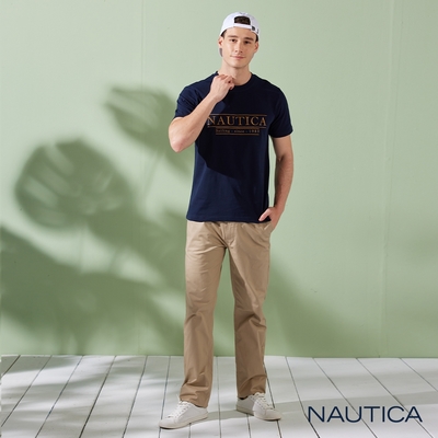 Nautica男裝 簡約休閒彈性長褲-卡其