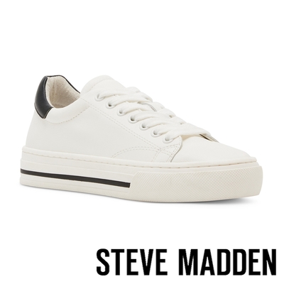 STEVE MADDEN-CAPTIVE 後跟拼接平底休閒鞋-白色