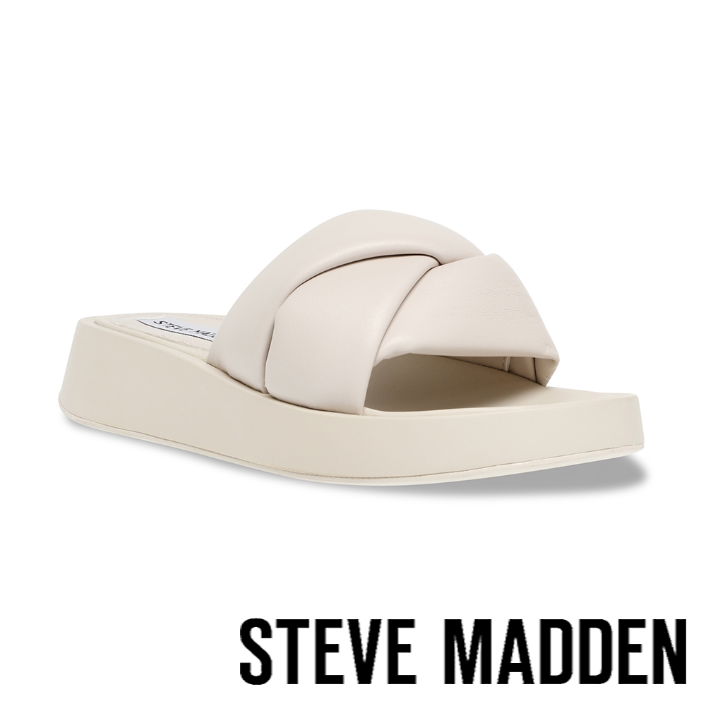 STEVE MADDEN-HOLLACE 編織厚底涼拖鞋-米杏色