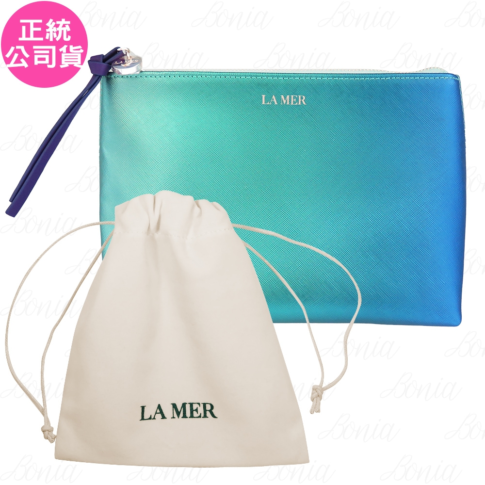 LA MER 海洋拉娜 海洋漸層化妝包+絲絨收納束口袋(象牙白)(公司貨)