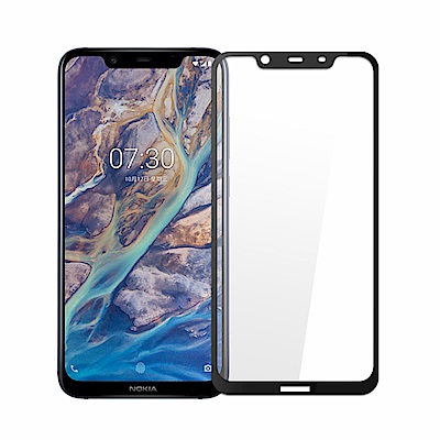 (贈氣囊支架) Nokia 8.1 全膠滿版9H鋼化日規玻璃保護貼-黑色