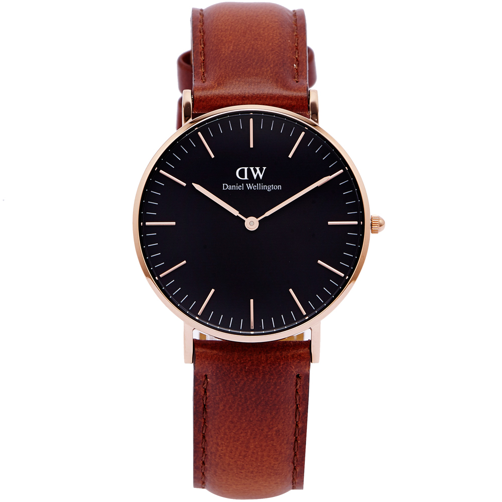 DW Daniel Wellington經典Mawes手錶-黑面x咖啡色/36mm
