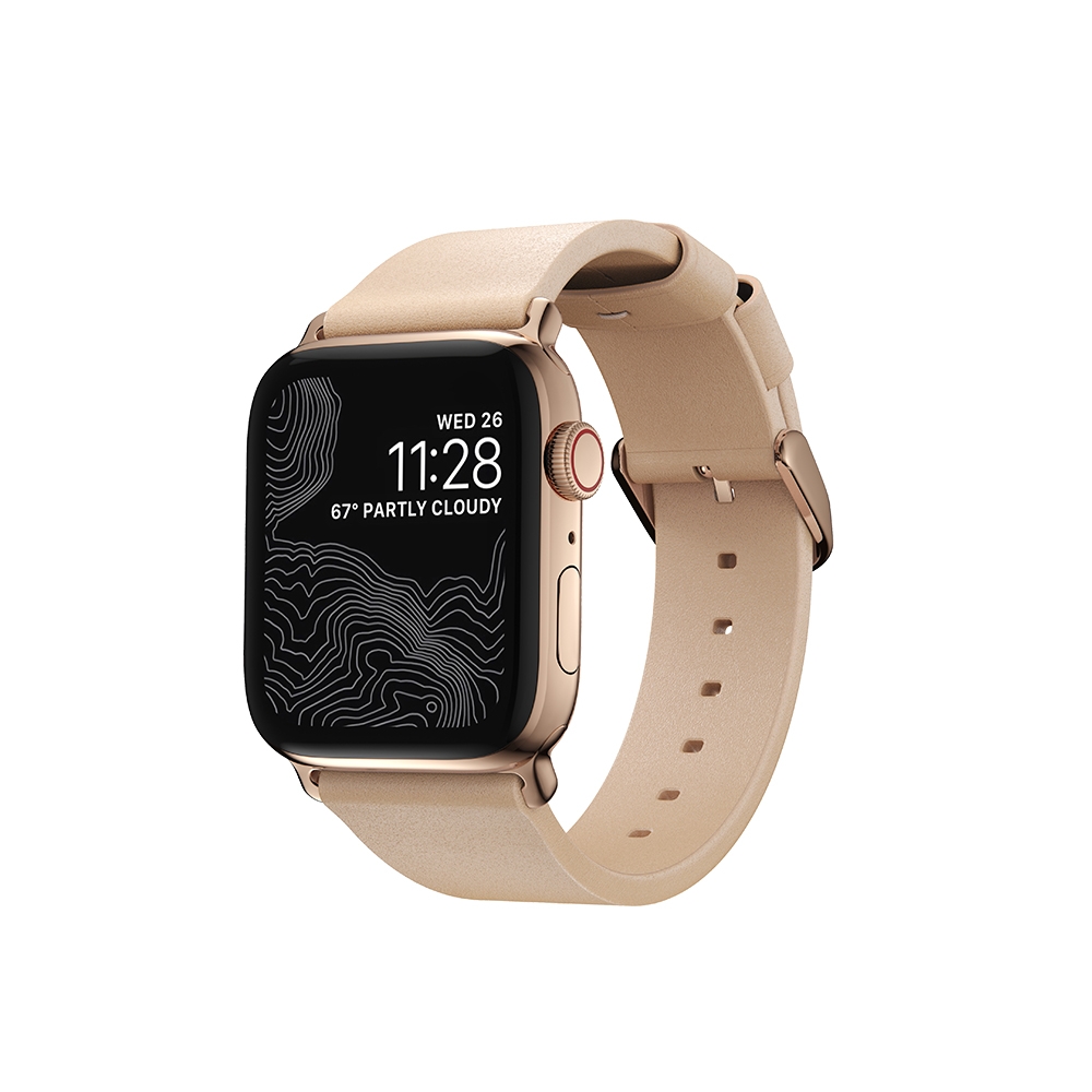 美國NOMAD Apple Watch專用自然原色皮革錶帶-摩登金-38/40mm | 錶帶/錶