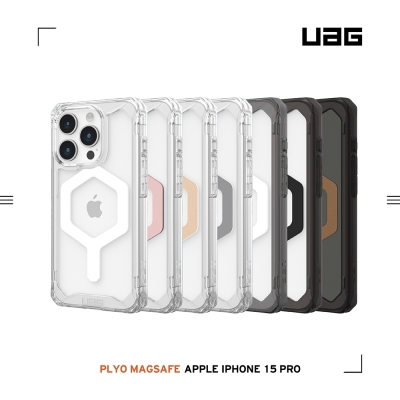 UAG iPhone 15 Pro 磁吸式耐衝擊保護殼(按鍵式)-全透款 (支援MagSafe)