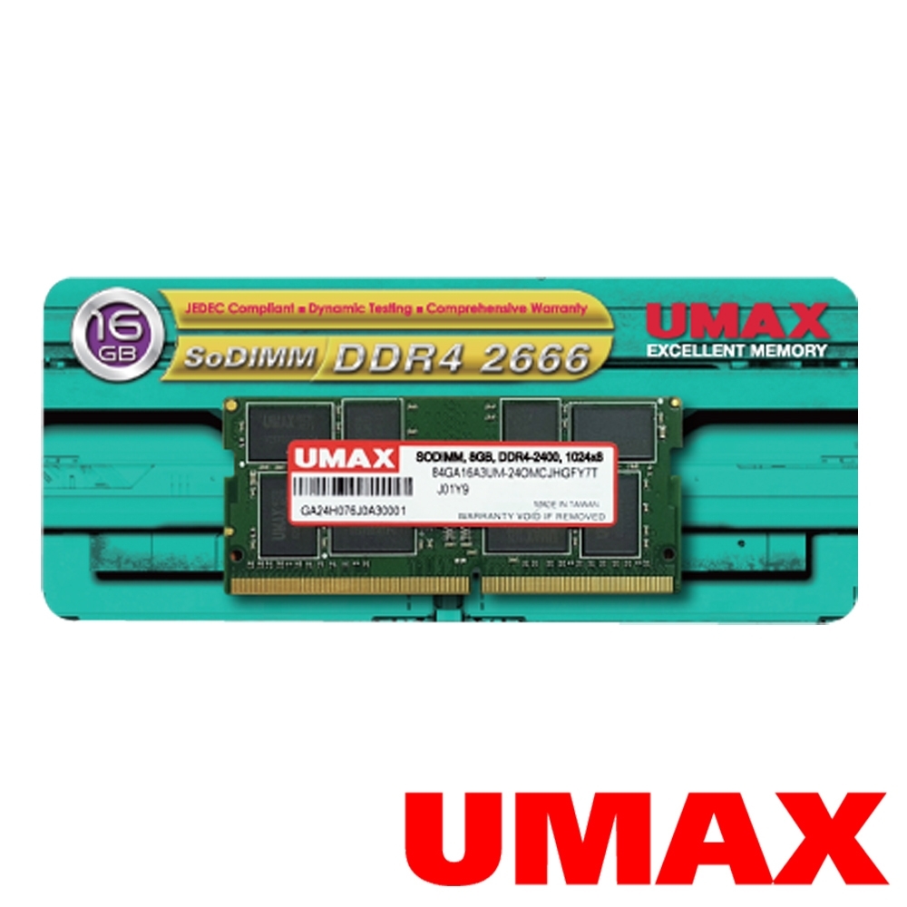 UMAX DDR4-2666 16G (1024x8) 筆記型記憶體