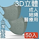 MIT台灣嚴選製造 細繩 3D立體醫療用防護口罩-成人款50入/盒 墨綠 product thumbnail 1