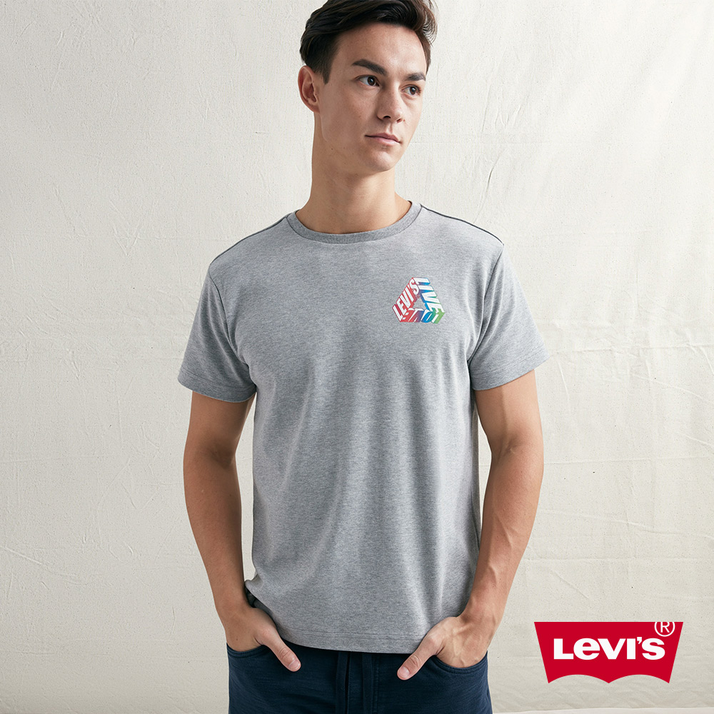 Levis 男款 短袖T恤 街頭風膠印Logo 立體大地紋細節