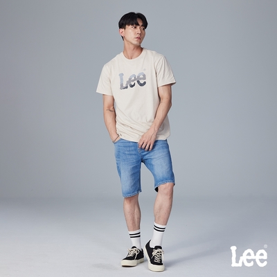 Lee 男款 902 刷白牛仔短褲 淺藍洗水