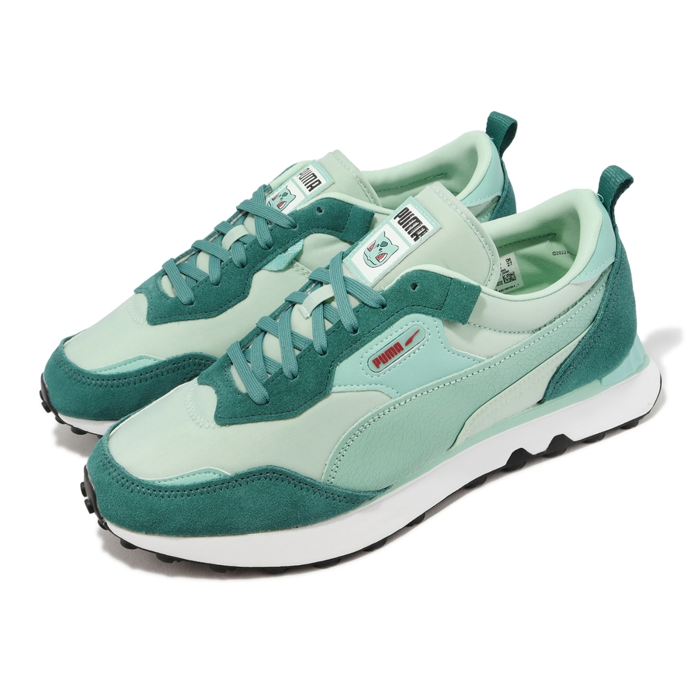 Puma 休閒鞋 Rider FV Bulbasaur 男鞋 女鞋 綠 麂皮 寶可夢 妙蛙種子 38732401