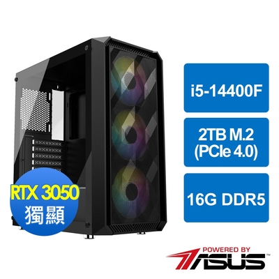 華碩B760平台[夜霧武士]i5-14400F/16G/RTX 3050/2TB_M2