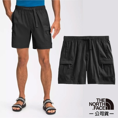 The North Face 男新款 CLASS V BELTED 全彈性登山排汗快乾抗臭短褲_黑