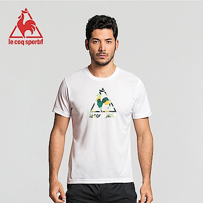 le coq sportif 法國公雞牌馬賽克LOGO吸汗速乾短袖T恤 男-白