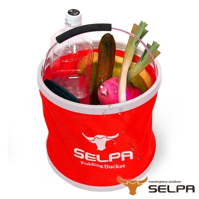 韓國SELPA 收納大容量可摺疊多用途水桶 紅 裝水 釣魚 露營 洗車