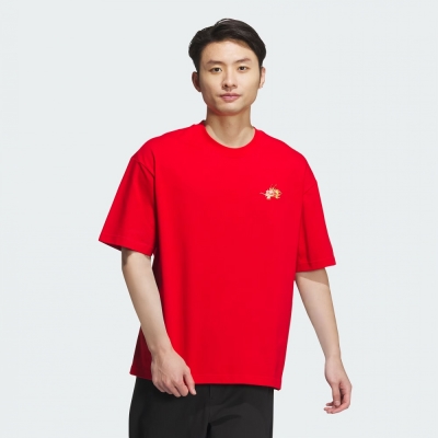 adidas 上衣 男款 短袖上衣 運動 CNY 亞規 M DRGN YR TEE 紅 JE6105