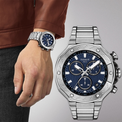 TISSOT 天梭 官方授權 T-RACE CHRONOGRAPH 競速系列計時手錶 送禮首選-45mm T1414171104100