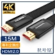 日本秋葉原 HDMI2.0專利4K高畫質影音傳輸編織扁線 黑/15M product thumbnail 1
