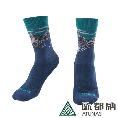 【ATUNAS 歐都納】中筒厚底羊毛襪A1ASEE02N深藍/吸濕排汗/抑菌除臭/保暖舒適/登山運動襪