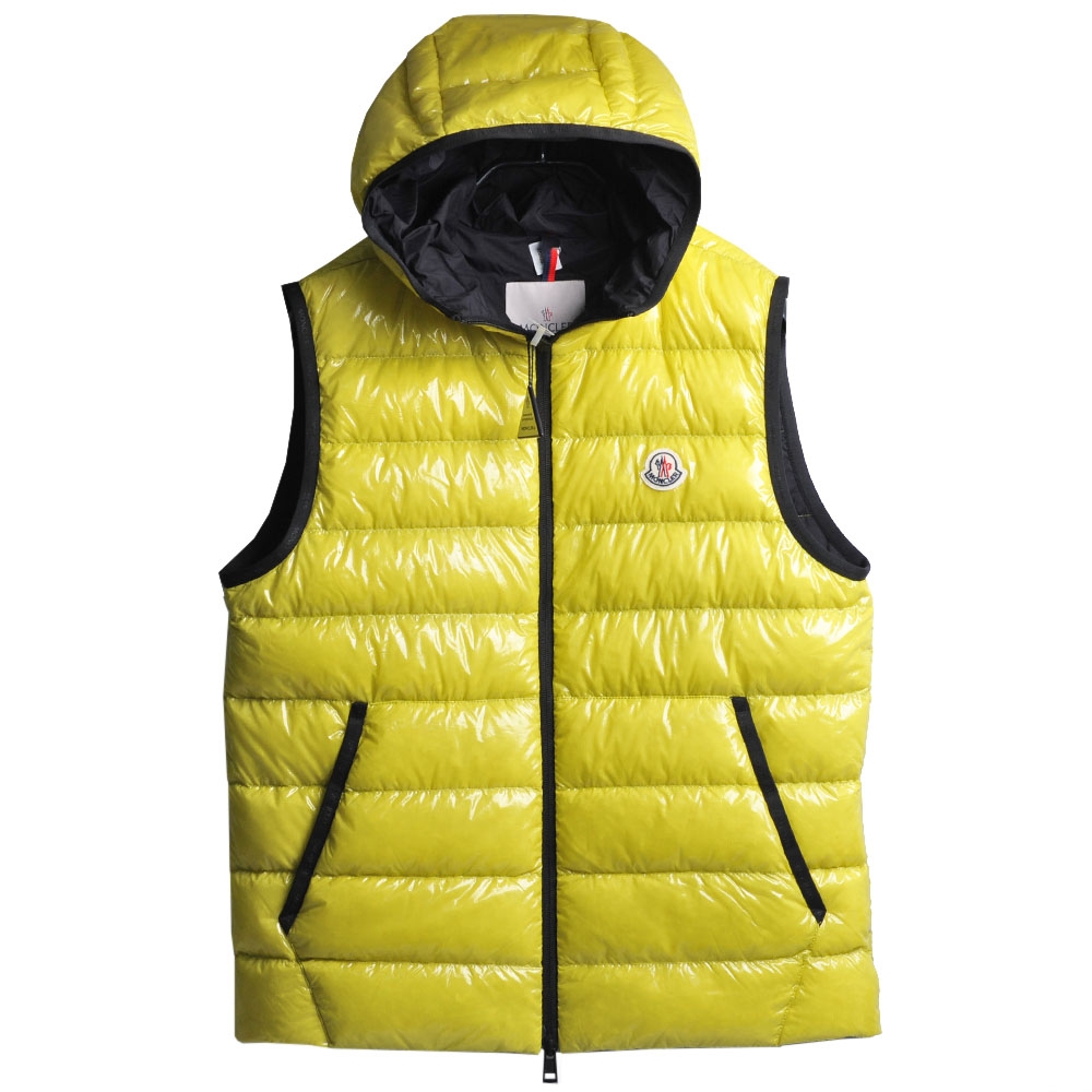 MONCLER LAPPE GILET 系列經典羽絨車縫男女同款連帽背心(螢光黃色系)