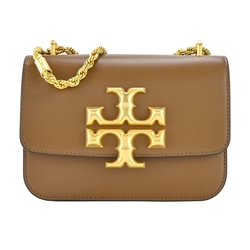 TORY BURCH ELEANOR 雙T金屬LOGO牛皮鏈帶包-棕