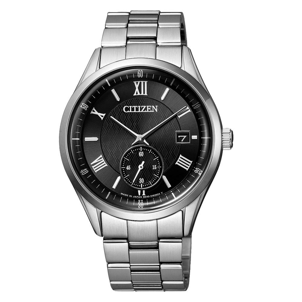 CITIZEN GENT'S光動能日期紳士腕錶-銀X黑(BV1120-91E)/38mm