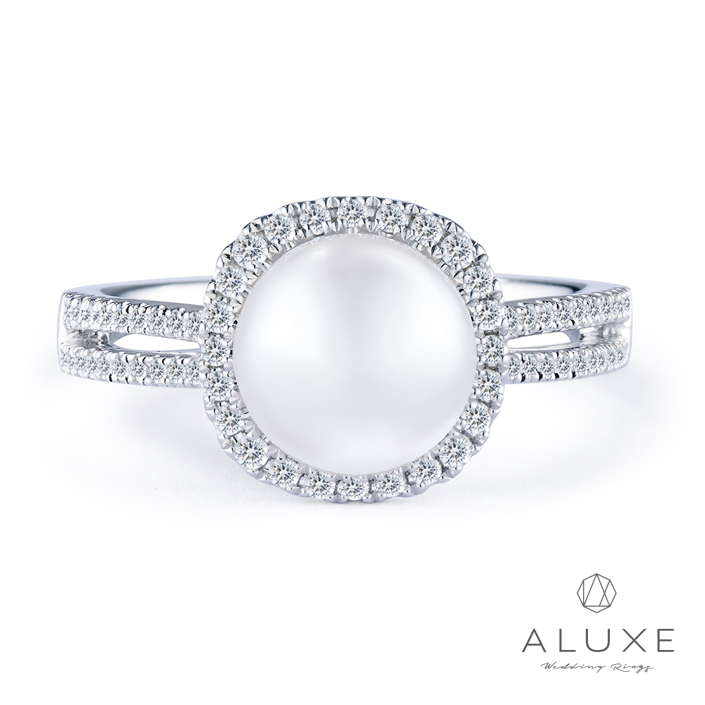 ALUXE亞立詩 寵愛系列 18K鑽石AKOYA珍珠戒指