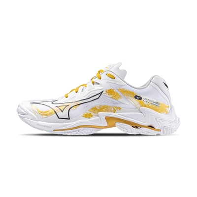 Mizuno LIGHTNING 男鞋 白黃色 輕量 運動 排球鞋 V1GA240059