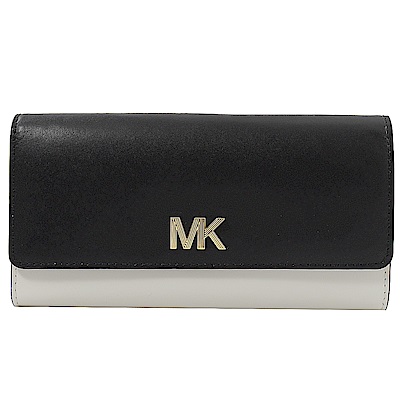 MICHAEL KORS MONTGOMERY 金屬MK字撞色釦式長夾(黑白)