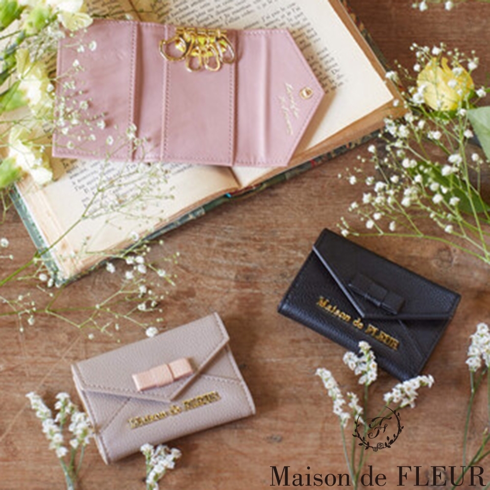 Maison de FLEUR  立體LOGO緞帶鑰匙包