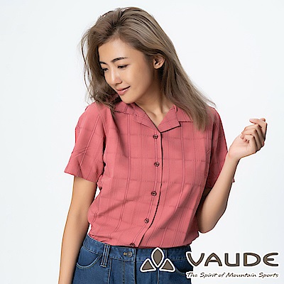 【德國 VAUDE】女款防曬吸溼排汗短袖格紋襯衫VA-06053紫/零碼出清