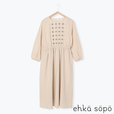 ehka sopo 幾何彩色刺繡圖案純棉長袖洋裝