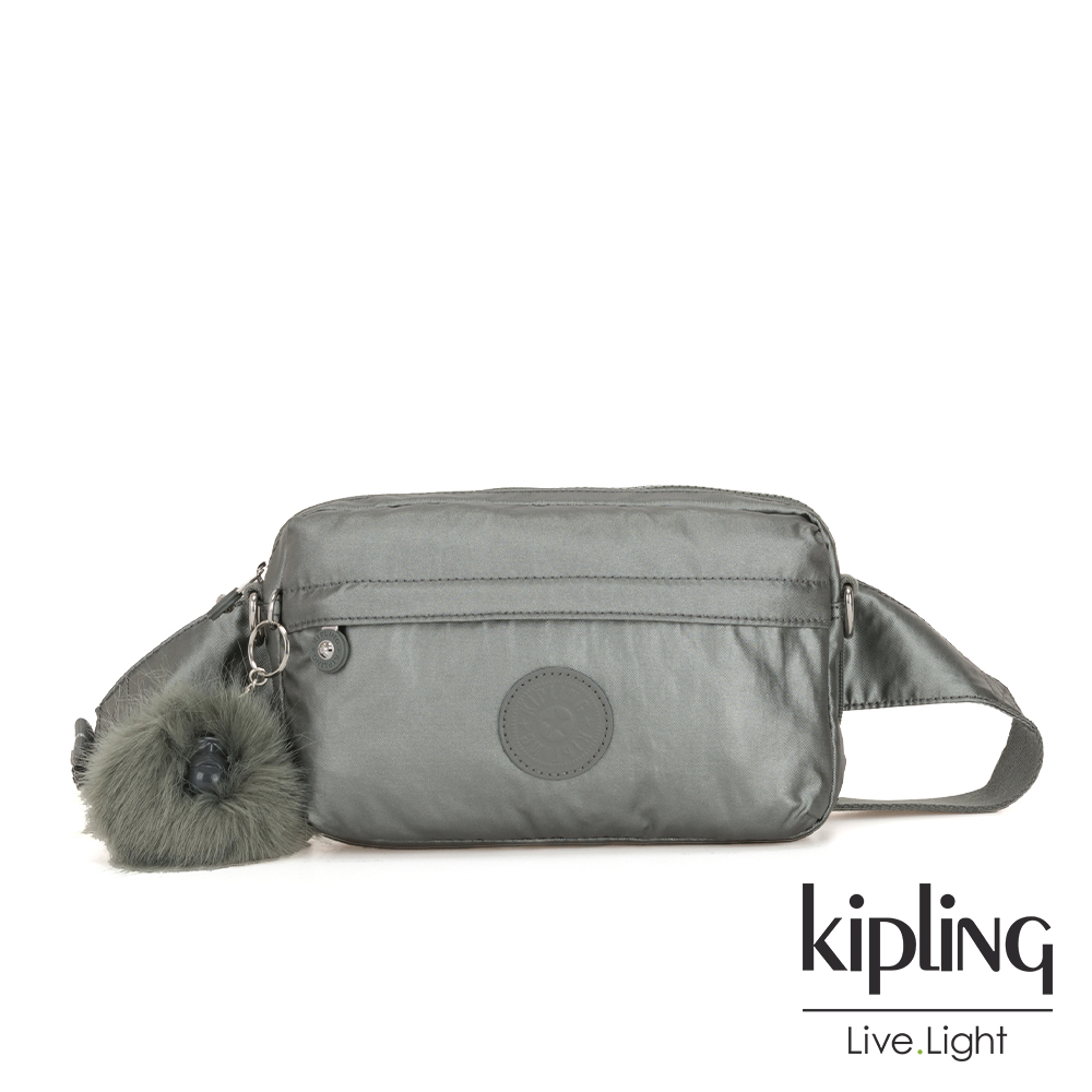 Kipling 金屬墨灰色方形腰包-HALIMA