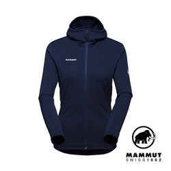 【Mammut 長毛象】Aconcagua Light ML Hooded Jacket W 輕量刷毛連帽外套 海洋藍 女款 #1014-04410