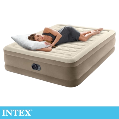 【INTEX】超厚絨豪華雙人加大充氣床-寬152cm (內建電動幫浦-fiber tech)(64427ED)