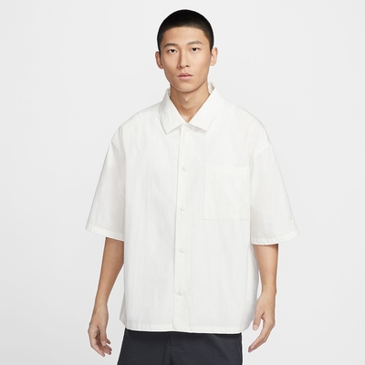 NIKE 上衣 男款 短袖襯衫 AS M NK SWOOSH SS OVERSHIRT 白 FN3250-133