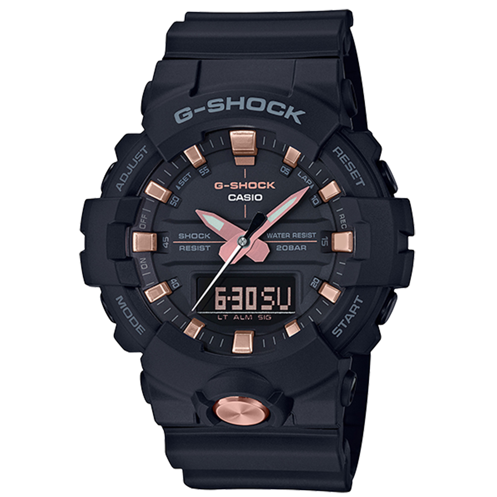 G-SHOCK 卡西歐 搶眼金點 雙顯運動錶(GA-810B-1A4)-黑/48.6mm