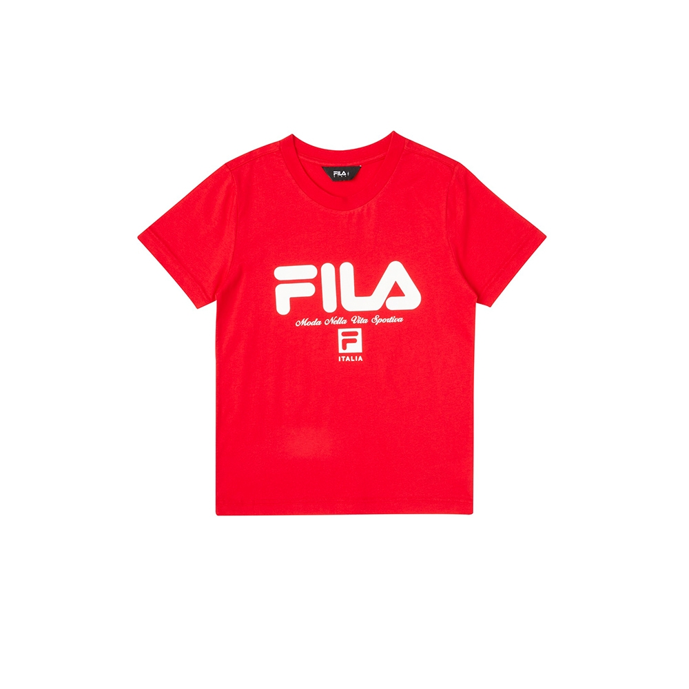 FILA KIDS 童短袖圓領上衣-紅色 1TEY-4901-RD