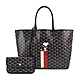 GOYARD SNOOPY 聯名款條紋塗料帆布LOGO子母購物包-小/黑/白紅 product thumbnail 1