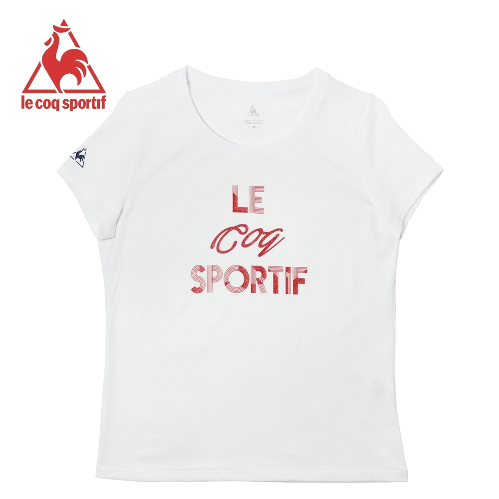 le coq sportif 法國公雞牌品牌印花純棉休閒運動圓領短袖T恤 女-白
