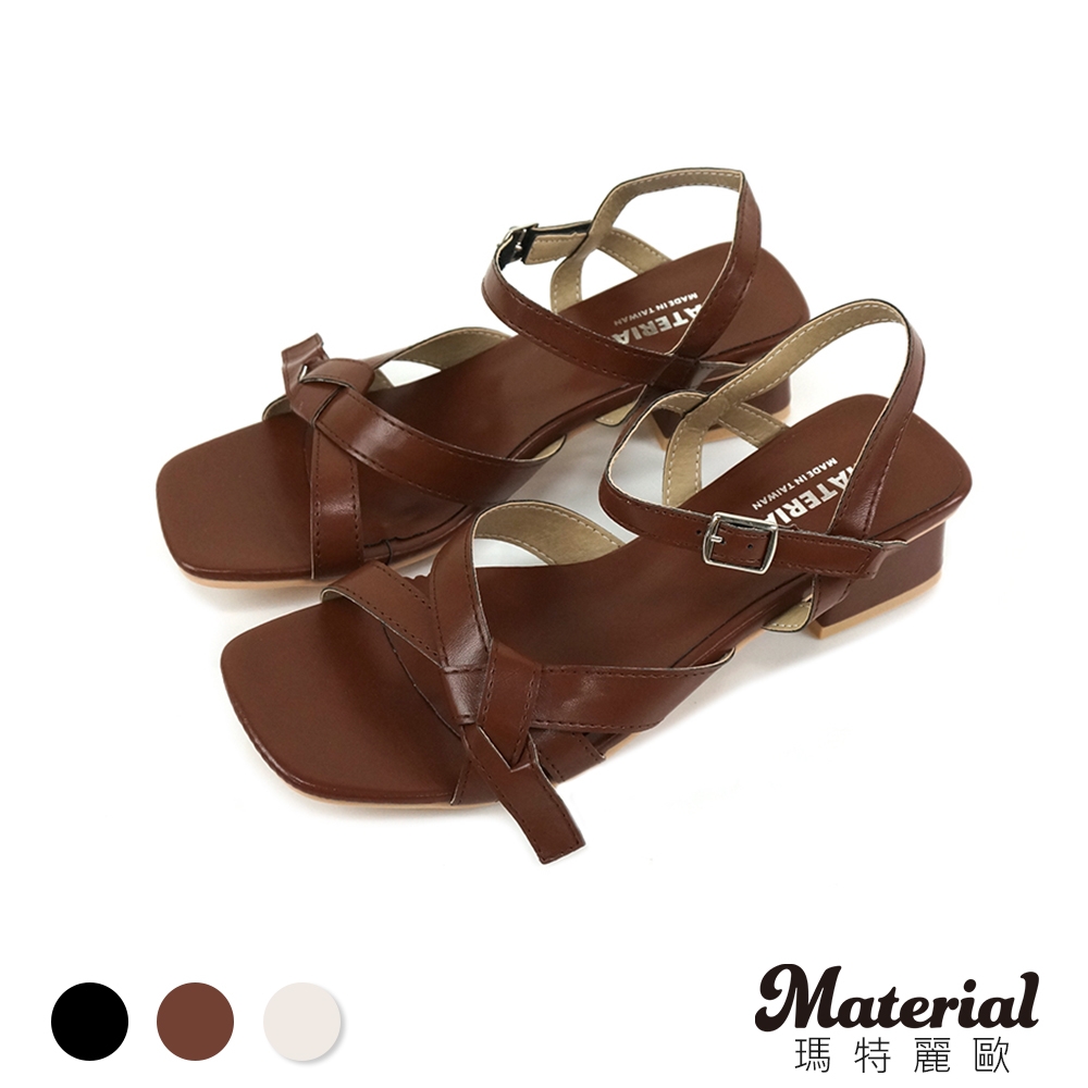 Material瑪特麗歐 MIT跟鞋 交叉設計方頭跟鞋  T71255