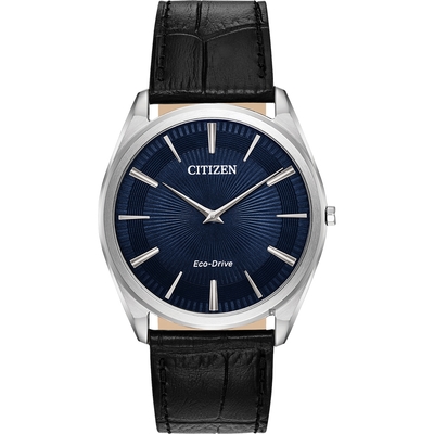 CITIZEN 星辰 Eco-Drive 光動能紳士薄型手錶 迎春好禮-藍x黑/38mm AR3070-04L