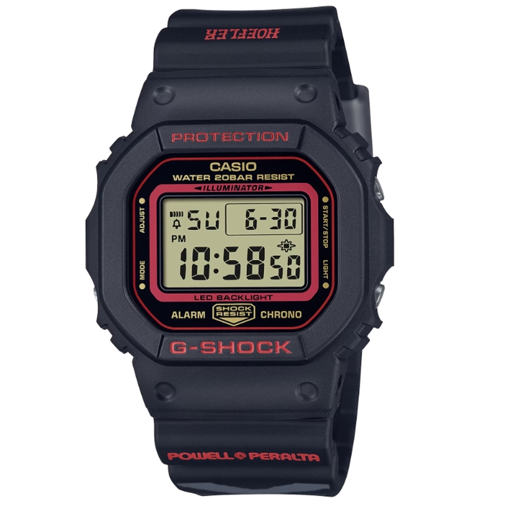 CASIO 卡西歐  G-SHOCK Kelvin HoeflerXPowell Peralta合作經典錶款 黑紅_ DW-5600KH-1_42.8mm