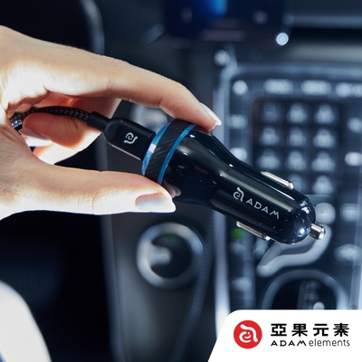 亞果元素 OMNIA C1+ USB-C PD & QC 45W 雙孔極速車用充電器 黑