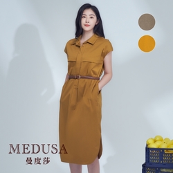 現貨【MEDUSA 曼度莎】襯衫式大口袋洋裝 - 2色（M-XL）｜休閒洋裝 連身長裙 連身洋裝